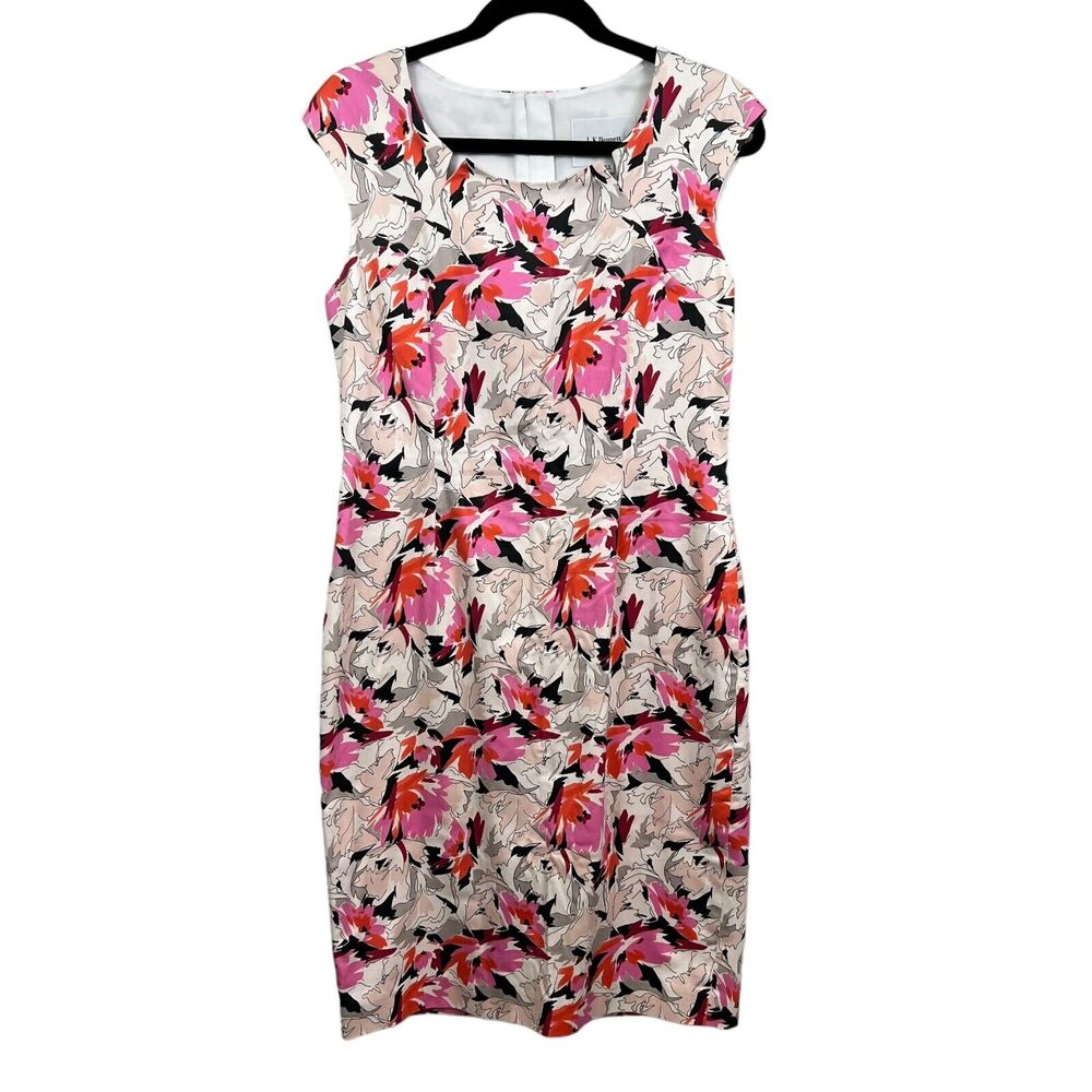 L.K. BENNETT London Womens Sheath Dress Floral Lined Sleeveless Zip Up Size 10*